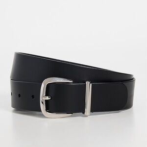 Madewell The Essential Leather Belt Black with Silver